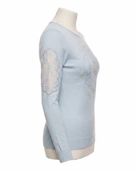 Pullover mit Spitze in hellblau von Memory & Co