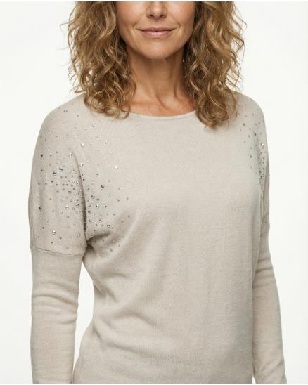 Pullover mit Strass in beige von Made in Italy