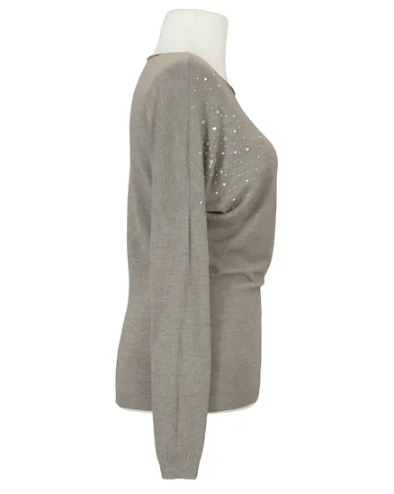 Pullover mit Strass in braun von Made in Italy
