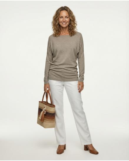 Pullover mit Strass in braun von Made in Italy