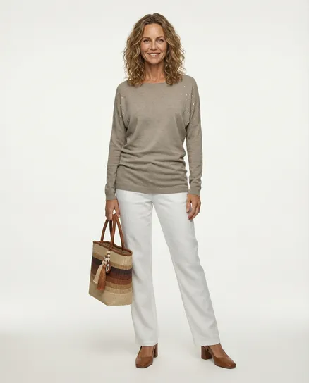 Pullover mit Strass in braun von Made in Italy
