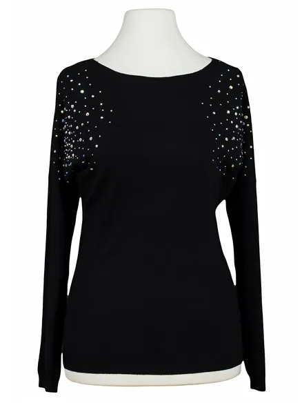 Pullover mit Strass in schwarz von Made in Italy