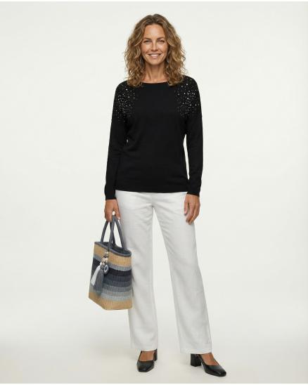 Pullover mit Strass in schwarz von Made in Italy