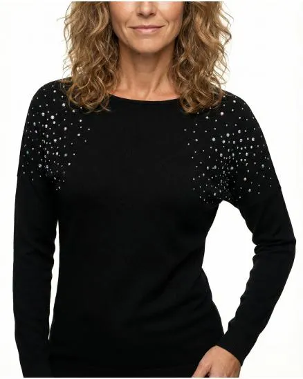 Pullover mit Strass in schwarz von Made in Italy