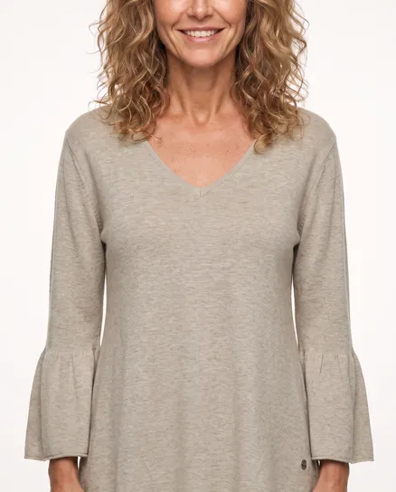 Pullover mit Trompetenarm in beige von Made in Italy