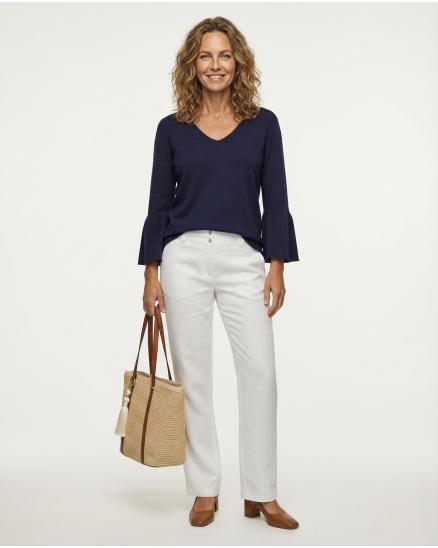 Pullover mit Trompetenarm in blau von Made in Italy