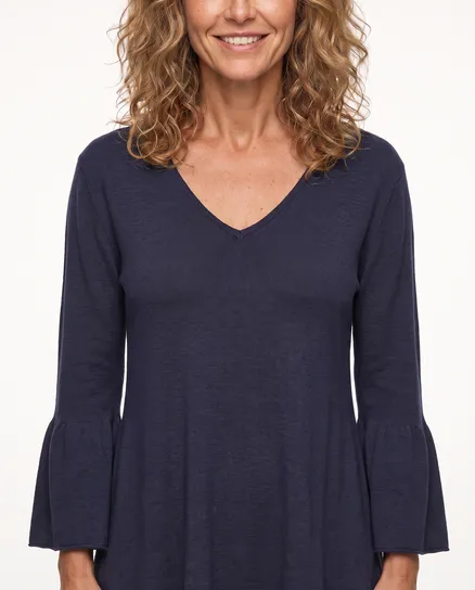 Pullover mit Trompetenarm in blau von Made in Italy