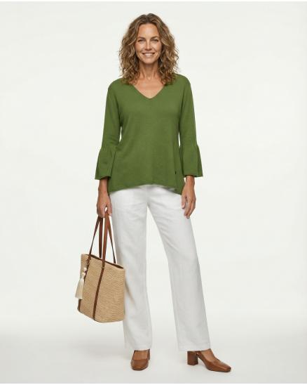 Pullover mit Trompetenarm in gr�n von Made in Italy