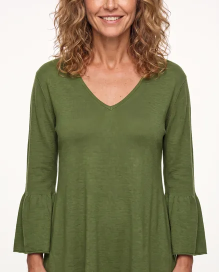 Pullover mit Trompetenarm in gr�n von Made in Italy