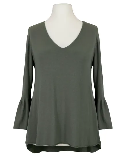Pullover mit Trompetenarm in khaki von fashion made in italy