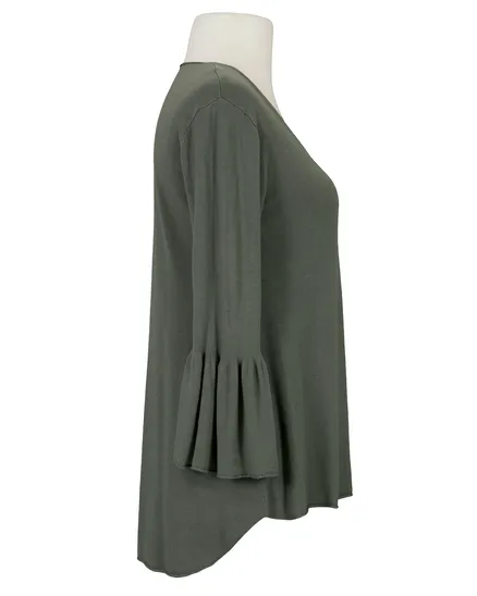 Pullover mit Trompetenarm in khaki von fashion made in italy