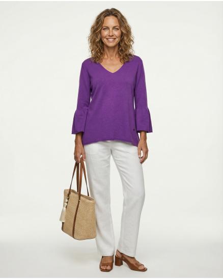 Pullover mit Trompetenarm in lila von Made in Italy