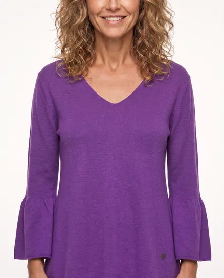 Pullover mit Trompetenarm in lila von Made in Italy