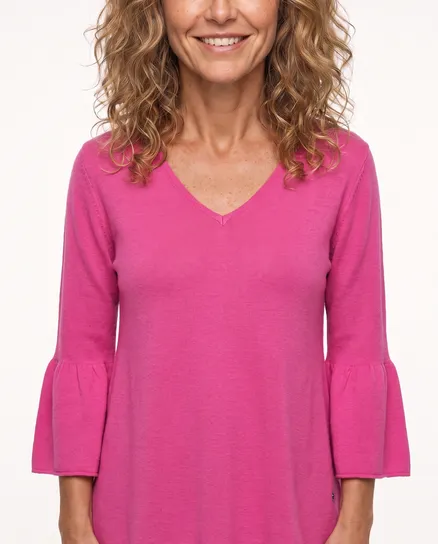 Pullover mit Trompetenarm in pink von Made in Italy