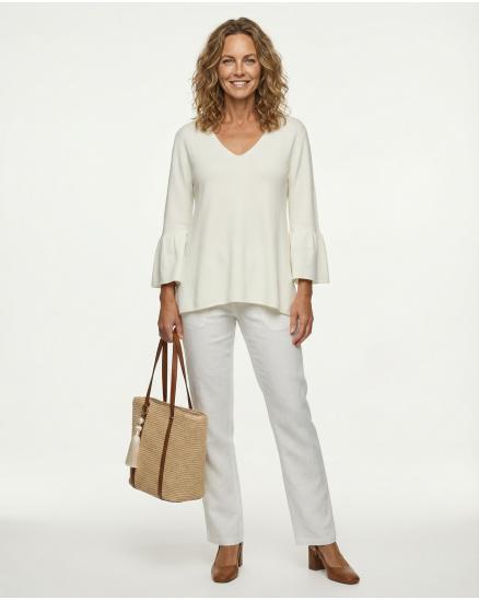 Pullover mit Trompetenarm in wollweiss von Made in Italy