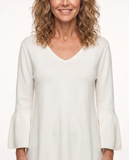 Pullover mit Trompetenarm in wollwei� von Made in Italy