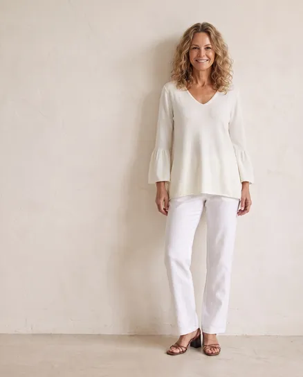 Pullover mit Trompetenarm in wollwei� von Made in Italy