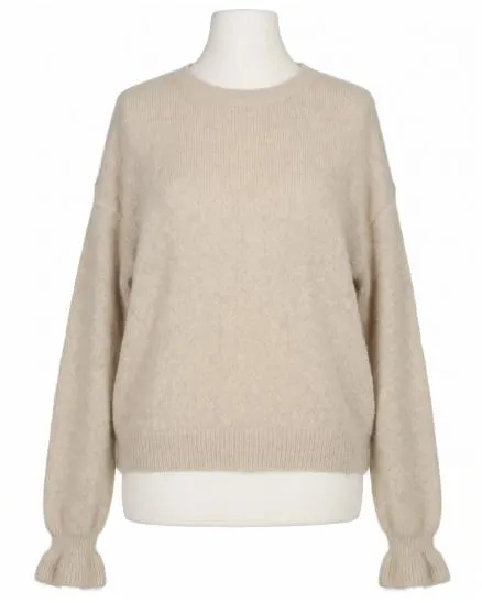 Pullover mit Volantarm in beige von Made in Italy