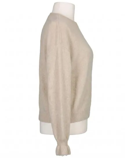 Pullover mit Volantarm in beige von Made in Italy
