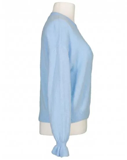 Pullover mit Volantarm in hellblau von Made in Italy