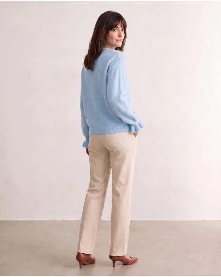 Pullover mit Volantarm in hellblau von Made in Italy