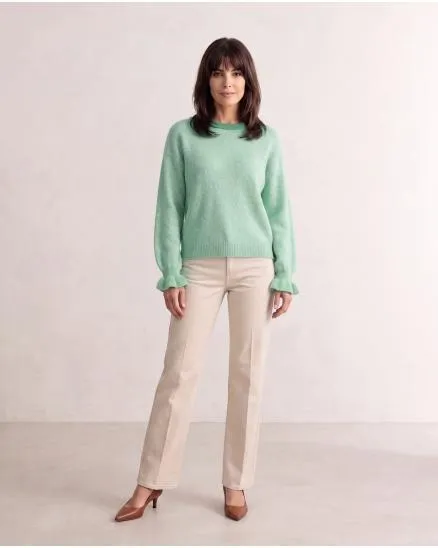 Pullover mit Volantarm in mint von Made in Italy