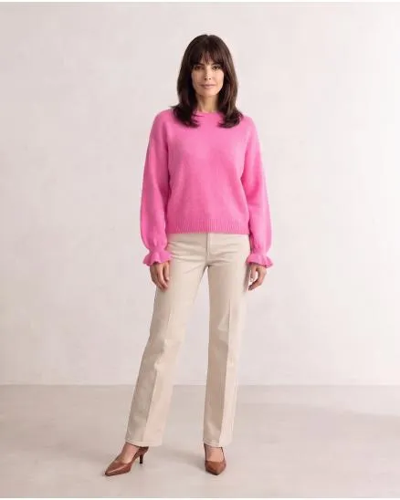 Pullover mit Volantarm in pink von Made in Italy