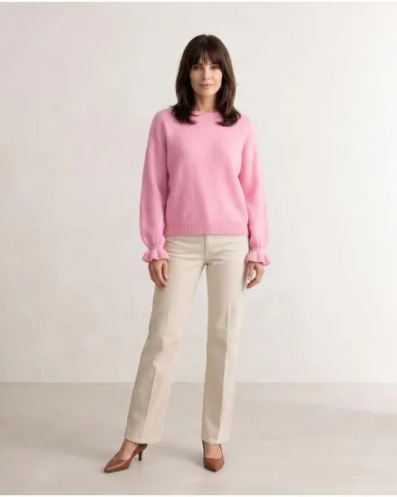 Pullover mit Volantarm in rosa von Made in Italy