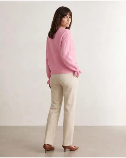 Pullover mit Volantarm in rosa von Made in Italy