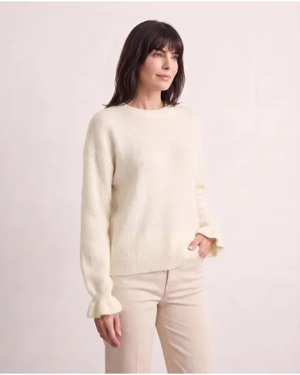 Pullover mit Volantarm in wollwei� von Made in Italy