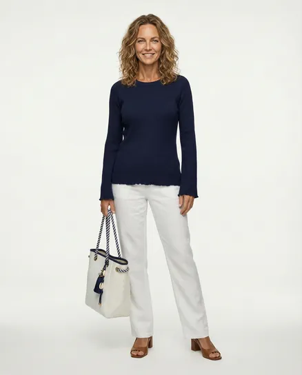 Pullover Rippstrick in blau von Made in Italy