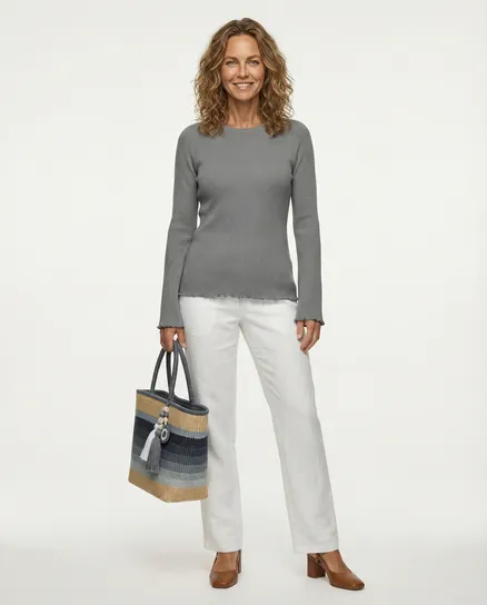 Pullover Rippstrick in grau von Made in Italy