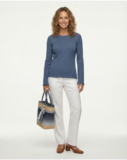 Pullover Rippstrick in jeansblau von Made in Italy