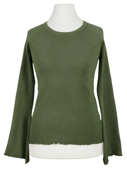 Pullover Rippstrick in khaki von Made in Italy