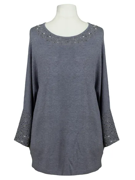 Pullover mit Strass in grau von Made in Italy