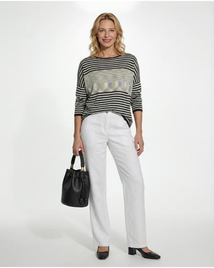 Pullover Streifen in schwarz von Louise Orop