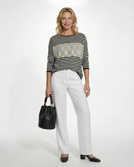 Pullover Streifen in schwarz von Louise Orop