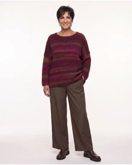 Pullover Streifenmuster in beere-bordeaux von Made in Italy
