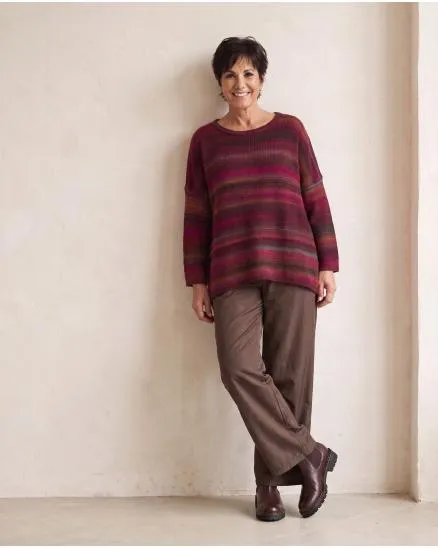 Pullover Streifenmuster in beere-bordeaux von Made in Italy