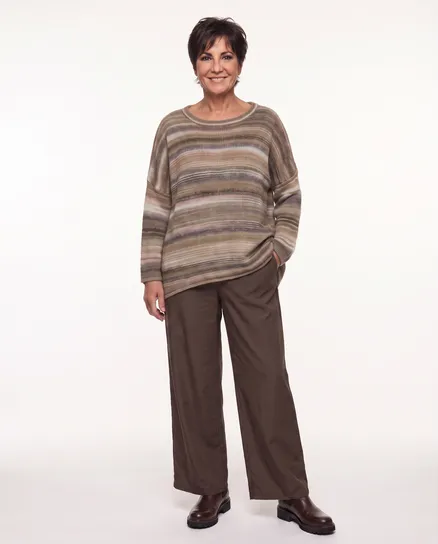 Pullover Streifenmuster in beige von Made in Italy