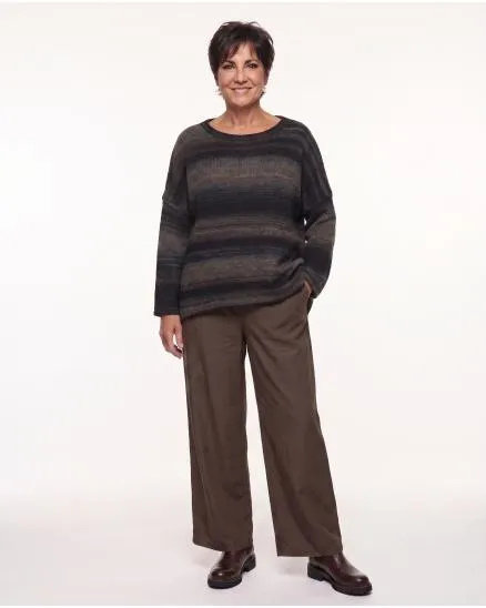 Pullover Streifenmuster in braun-anthrazit von Made in Italy