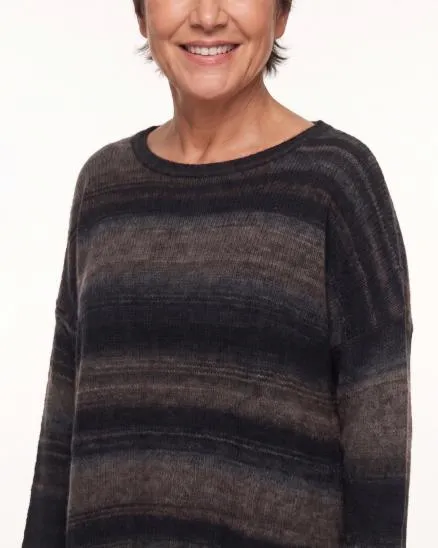 Pullover Streifenmuster in braun-anthrazit von Made in Italy