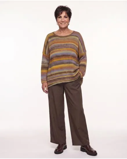 Pullover Streifenmuster in camel von Made in Italy