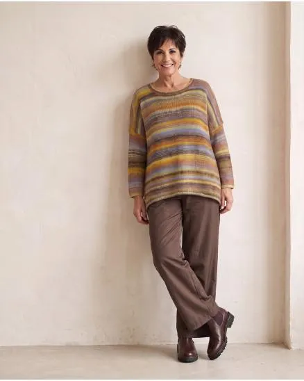 Pullover Streifenmuster in camel-senf von Made in Italy