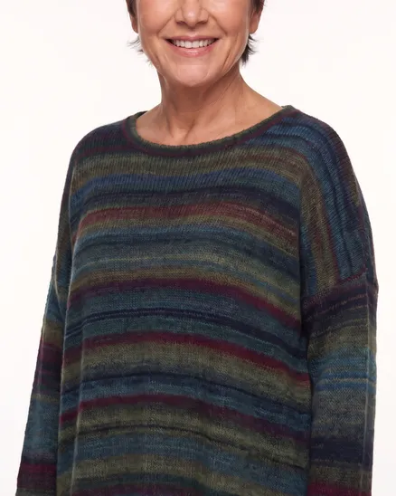 Pullover Streifenmuster in petrol von Made in Italy