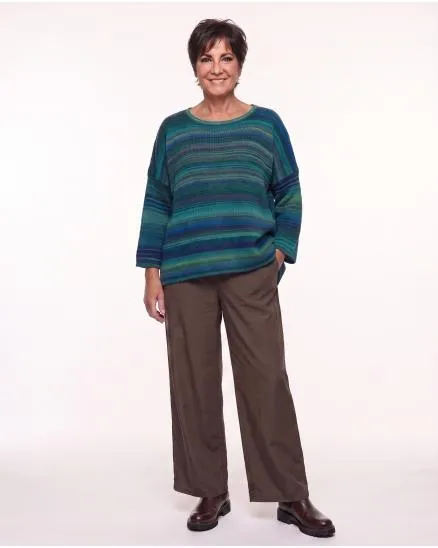 Pullover Streifenmuster in petrol-blau von Made in Italy