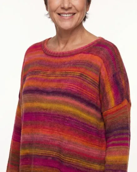 Pullover Streifenmuster in pink-orange von Made in Italy
