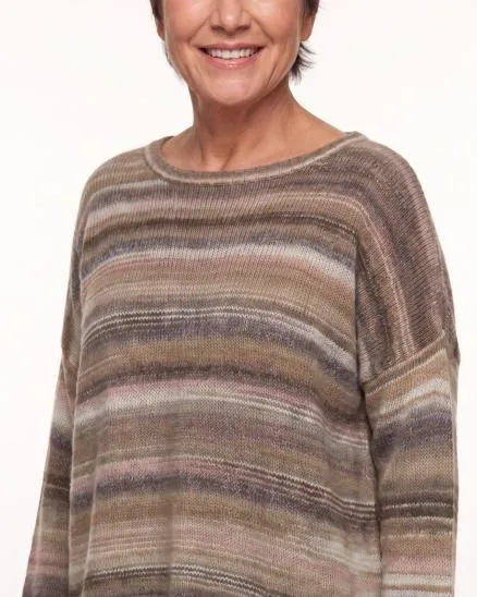 Pullover Streifenmuster in taupe-beige von Made in Italy