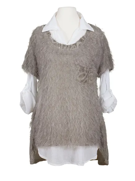 Pullover mit Spitze 2-tlg. in taupe von Spaziodonna
