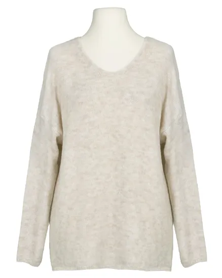 Pullover V-Ausschnitt in beige von Made in Italy